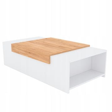 shumee Klubska mizica za dnevno sobo, bela, zlati hrast