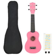 Vidaxl Otroški ukulele soprano s torbo roza 21"