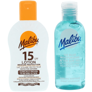 shumee Malibu zaščitni losjon SPF15 200 ml + gel za po sončenju 100 ml