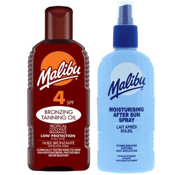 shumee Malibu olje za sončenje SPF4 200 ml + balzam v spreju po sončenju 200 ml