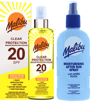 shumee Malibu SPF20 prozoren zaščitni sprej + losjon po sončenju 200 ml