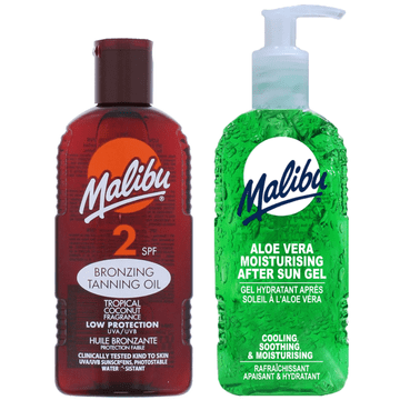 shumee Malibu olje za sončenje SPF2 200 ml + gel za po sončenju z alojo 200 ml