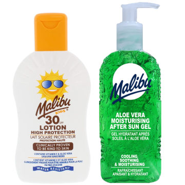 shumee Malibu otroški zaščitni balzam SPF30 200 ml + gel za po sončenju z alojo 200 ml