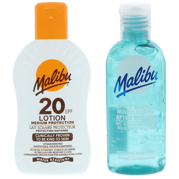 shumee Malibu zaščitni losjon SPF20 200 ml + gel za po sončenju 100 ml