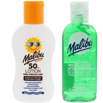 shumee Malibu otroški zaščitni balzam SPF50 100 ml + aloe po sončenju 100 ml