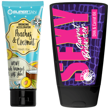 shumee SuperTan Peaches Coconut Cream + Wild Tan Sexy Carrot Brez