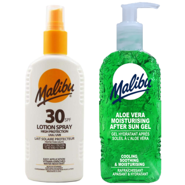 shumee Malibu SPF30 vodoodporen sprej 200 ml + gel za po sončenju z alojo 200 ml
