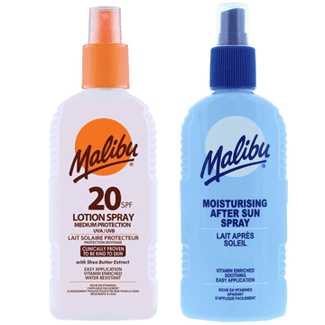 shumee Malibu SPF20 vodoodporno pršilo 200 ml + balzam po sončenju v spreju 200 ml