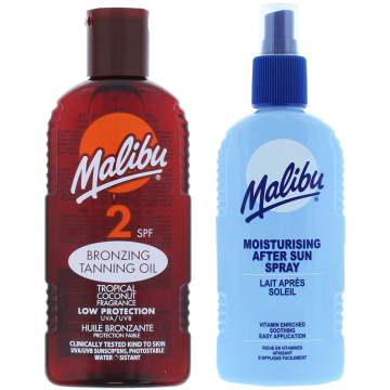 shumee Malibu olje za sončenje SPF2 200 ml + balzam v spreju po sončenju 200 ml