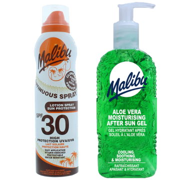 shumee Malibu Spray SPF30 zaščitni balzam 175 ml + gel za po sončenju z alojo 200 ml