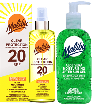 shumee Malibu SPF20 Clear Protective Spray 250 ml + Aloe gel za po sončenju 200 ml