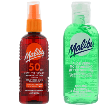 shumee Malibu SPF50 olje za porjavitev 100 ml + aloe po sončenju 100 ml