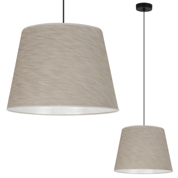 shumee VISEČA SVETILKA, LANENI STOŽEC, ČRNA, 1 RAVNA, BEŽ SENČNIK L05 38 CM