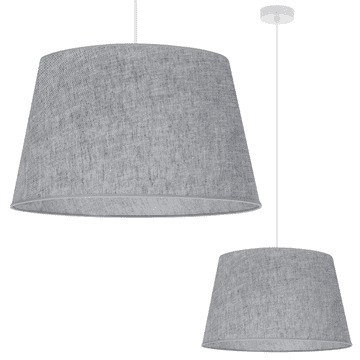 shumee VISEČA SVETILKA, LANENI STOŽEC, BELA, 1 RAVNA, SIVI SENČNIK L04 44 CM