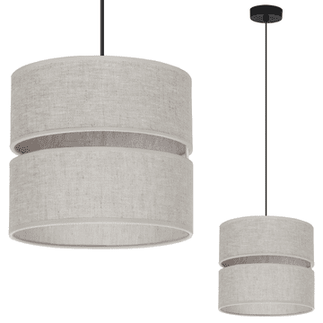 shumee DUO ČRNO LANENA VISEČA SVETILKA 1 RAVNA LUČ BEŽ D01 D20 CM