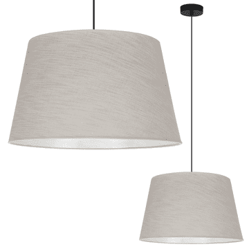 shumee VISEČA SVETILKA, LANENI STOŽEC, ČRNA, 1 RAVNA, SVETLO BEŽ SENČNIK, L02 44 CM