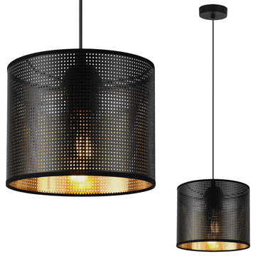 shumee ASTI ČRNA VISEČA SVETILKA 1 RAVNA ČRNO-ZLATA SENČNIK 20 CM