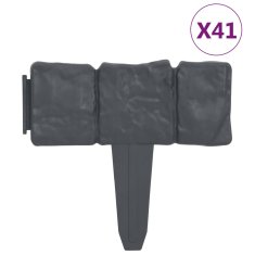 Vidaxl Ograja za zelenico kamnit videz 41 kosov plastika 10 m