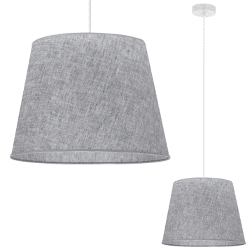 shumee VISEČA SVETILKA, LANENI STOŽEC, BELA, 1 RAVNA, SIVI SENČNIK L03 38 CM