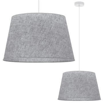 shumee VISEČA SVETILKA, LANENI STOŽEC, BELA, 1 RAVNA, SIVI SENČNIK L03 44 CM
