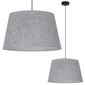 shumee VISEČA SVETILKA, LANENI STOŽEC, ČRNA, 1 RAVNI, SIVI SENČNIK L04 44 CM