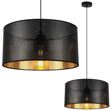 shumee ASTI ČRNO VISEČA SVETILKA 1 RAVNA ČRNO-ZLATA SENČNIK 40 CM