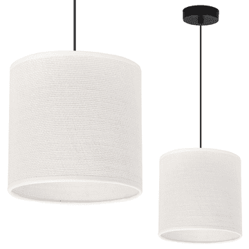 shumee VISEČA SVETILKA ČRNE JUTE 1 RAVNI BEL SENČNIK 15 CM E27