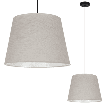 shumee VISEČA SVETILKA, LANENI STOŽEC, ČRNA, 1 RAVNI, SVETLO BEŽ SENČNIK, L02 38 CM