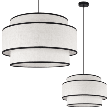shumee VISEČA SVETILKA JUTA TRIO 1 RAVNA ČRNO-BELA 45CM E27