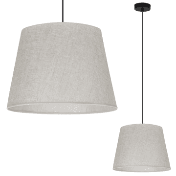 shumee VISEČA SVETILKA, LANENI STOŽEC, ČRNA, 1 RAVNA, SVETLO BEŽ SENČNIK, L01 38 CM