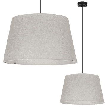 shumee VISEČA SVETILKA, LANENI STOŽEC, ČRNA, 1 RAVNA, SVETLO BEŽ SENČNIK, L01 44 CM