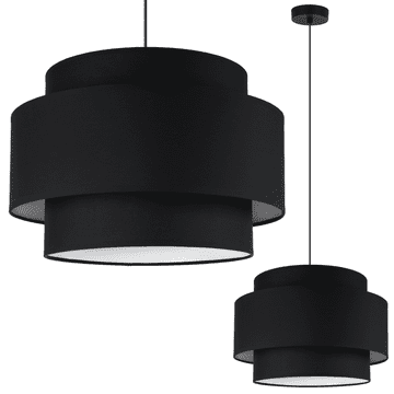 shumee VISEČA SVETILKA VIENNA ČRNE 1 RAVNA 40 CM BEL ROB E27