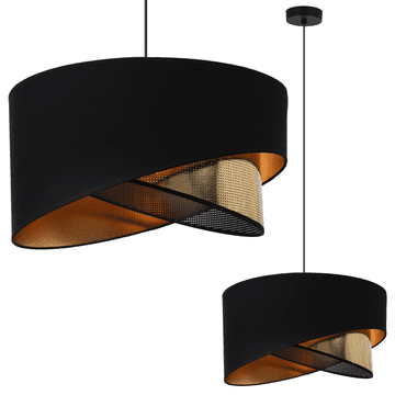 shumee ASTI POŠIVNA VISEČA SVETILKA ČRNA 1 RAVNA ČRNO-ZLATA SENČNIK TS