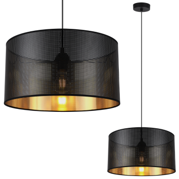 shumee ASTI ČRNO VISEČA SVETILKA 1 RAVNA ČRNO-ZLATA SENČNIK 35 CM