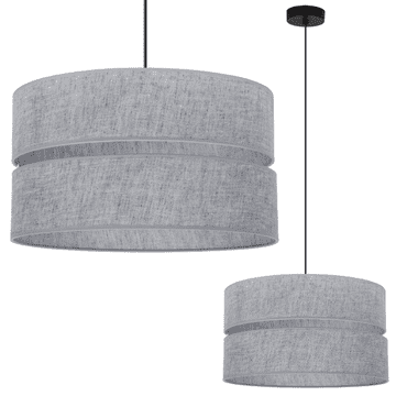 shumee DUO ČRNE LANENE VISEČE SVETILKE 1 RAVNI SIVI SENČNIK L04 40 CM