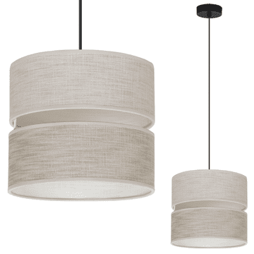 shumee DUO ČRNE LANENE VISEČE SVETILKE 1 RAVNA LUČ BEŽ L06 20 CM