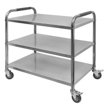 shumee Servirni voziček Mega-M STANDARD iz nerjavečega jekla s 3 policami Š-90 cm G-50 cm V-90 cm N
