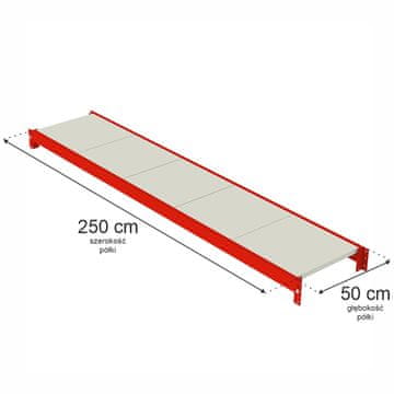 shumee Polica za regal za shranjevanje Mega-M FORTIS D-250 cm Š-50 cm N