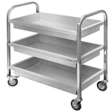 shumee Servirni voziček Mega-M iz nerjavečega jekla s 3 policami, globok Š-95 cm G-50 cm V-95 cm N