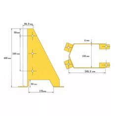 shumee Sprednji odbijač za okvir Mega-M V-40 cm Š-16 cm G-30 cm rumen univerzalni N