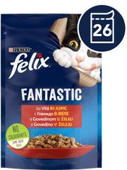 Fantastic mokra hrana za mačke, govedina v želeju, 26x85g