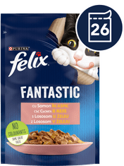 Felix Fantastic mokra hrana za mačke, losos v želeju, 26x85g