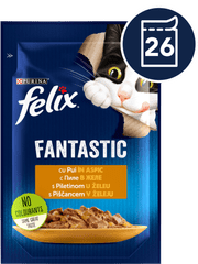 Fantastic mokra hrana za mačke, piščanec v želeju, 26x85g