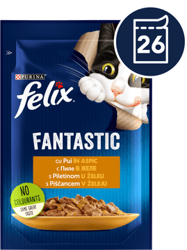 Felix Fantastic mokra hrana za mačke, piščanec v želeju, 26x85g