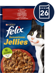 Felix Fantastic mokra hrana za mačke, govedina s paradižnikom v želeju, 26x85g