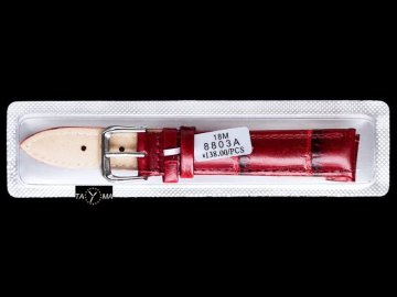 shumee Usnjen pašček za uro v škatlici, bordo, 18 mm