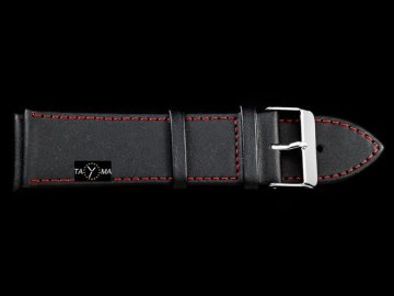 shumee Usnjen pašček za uro črno rdeč 28 mm