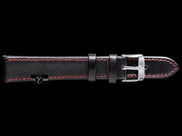 shumee Usnjen pašček za uro črno rdeč 18 mm