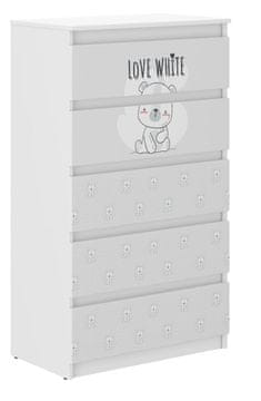 shumee Otroška komoda R-5 MEDVEDEK BELI