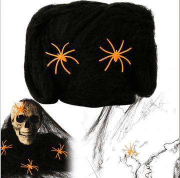 Korbi Umetna Črna Pajkova Splet – Halloween Dekoracija s 2 Pajkoma